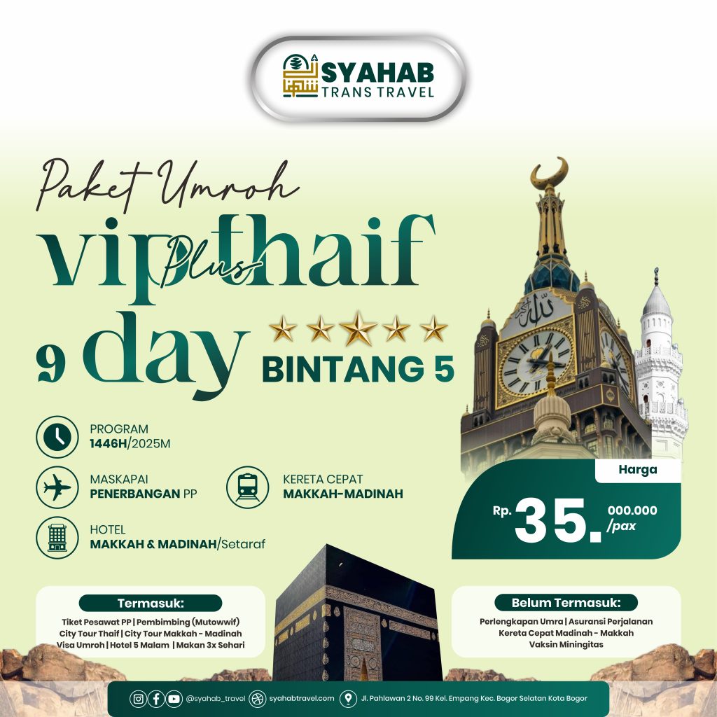 # **PAKET UMROH SPESIAL 9 HARI – HOTEL BINTANG 5*