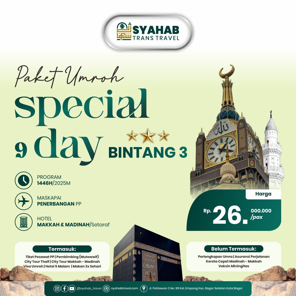 PAKET UMROH 9 HARI BINTANG 3 PT SYAHAB TRANS TRAVEL